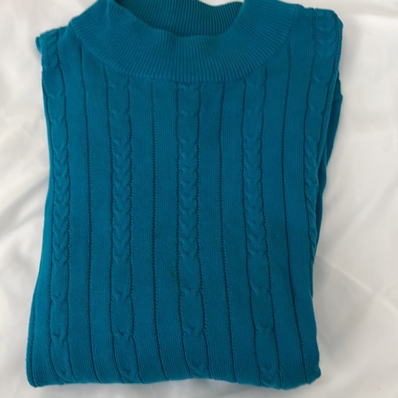 Conrad C womens cable knot teal sweater long sleeve size M. Stretchy material. - Picture 4 of 10